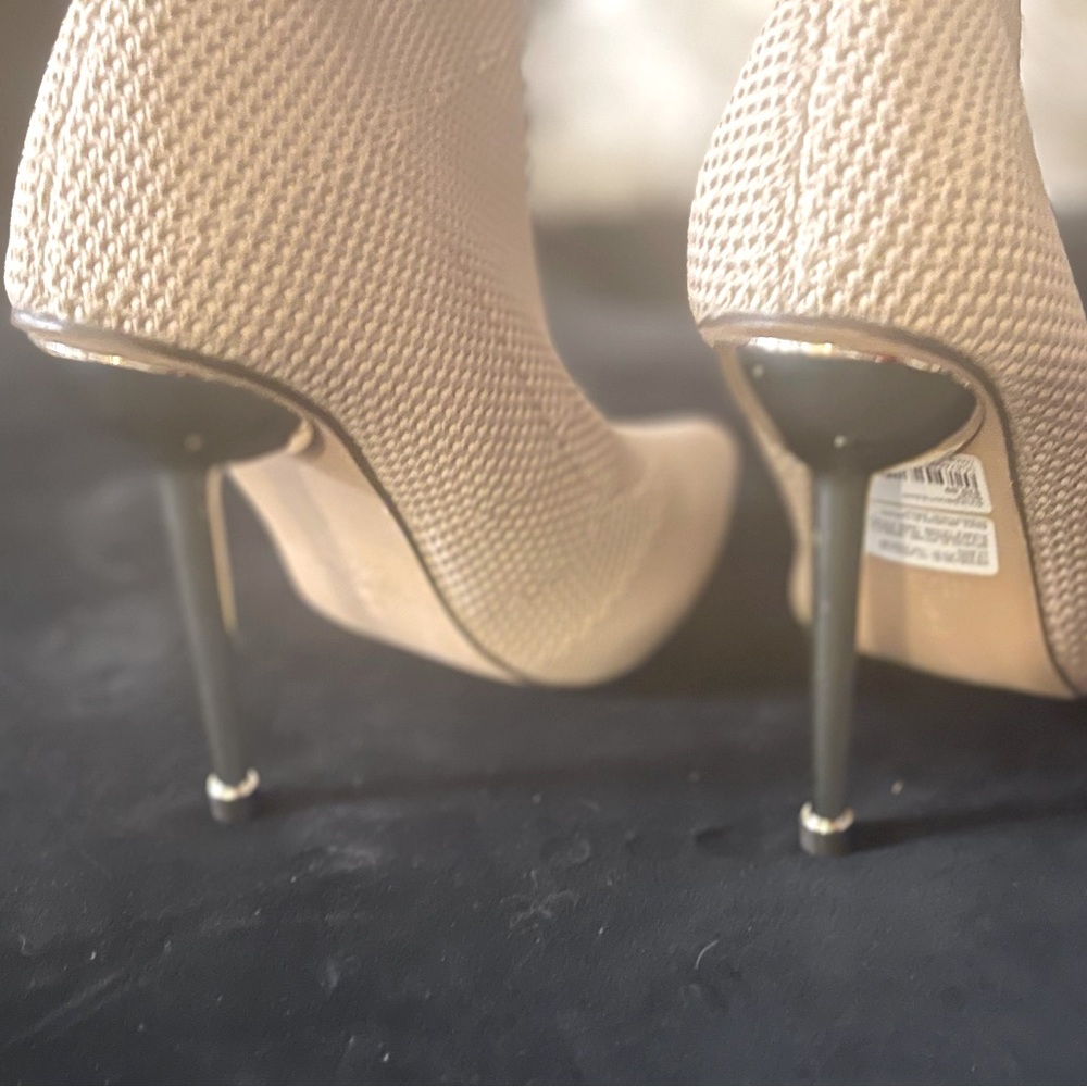 Solid Tan Color Fabric Ankle Sock Boot - Picture 4 of 6